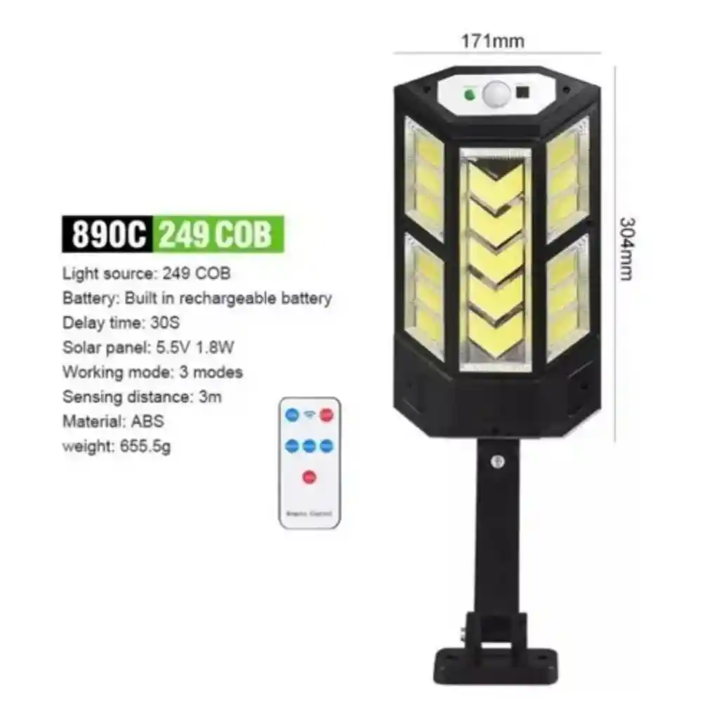 Lampara Para Exterior Solar Led De 40w Con Sensor De Luz