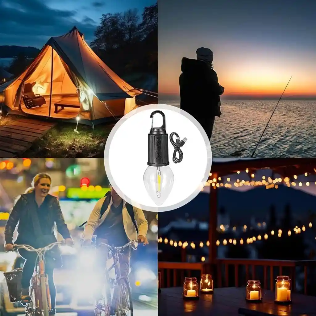 Lampara Portátil Tipo Ampolleta Led Camping Recargable