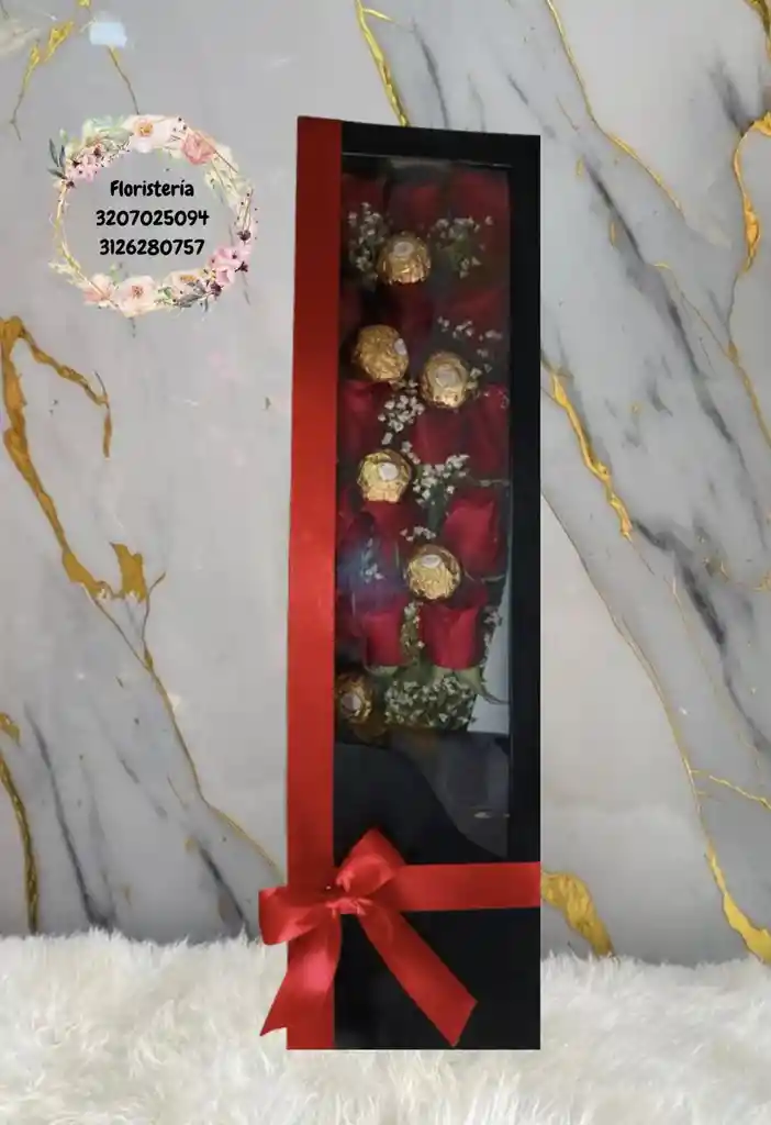 Caja De Rosas Y Chocolates