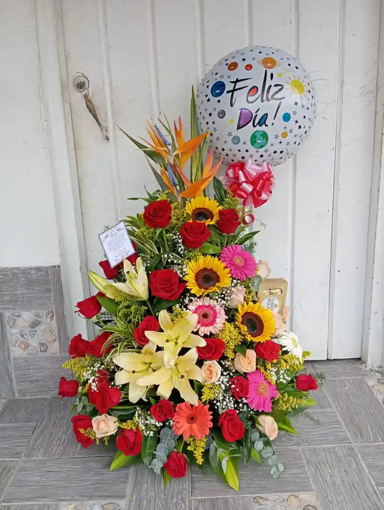 Ramo Variedad De Flor Globo Chocolates