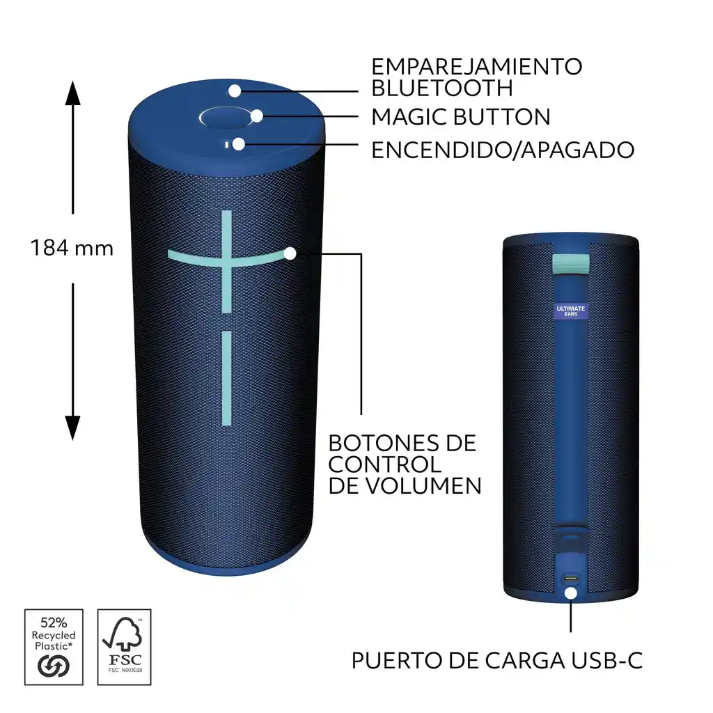 Parlante Impermeable Bluetooth Ultimate Ears Boom 4 Negro