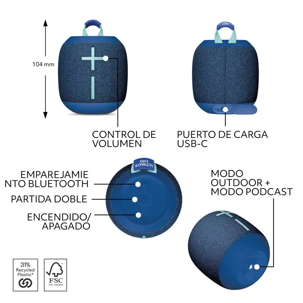 Ultimate Ears Wonderboom 4 Parlante Bluetooth Azul