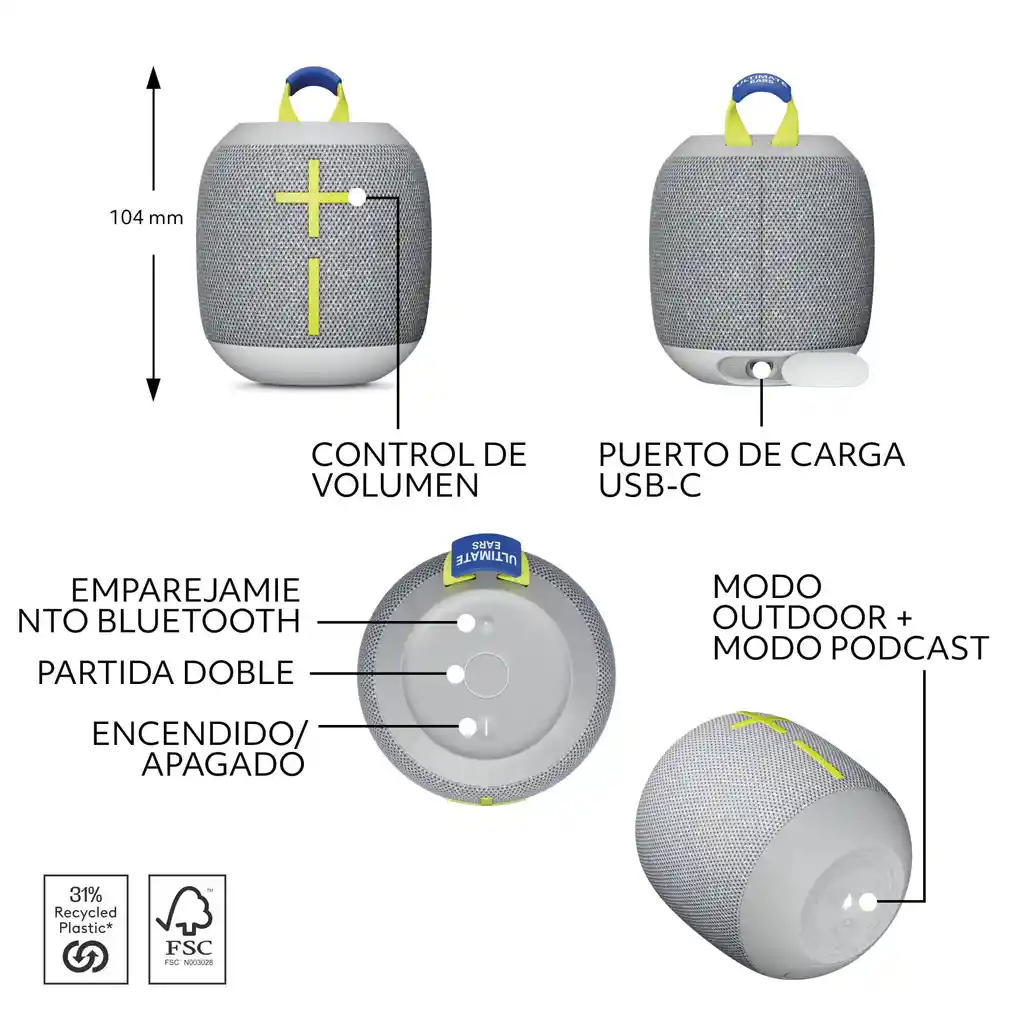 Ultimate Ears Wonderboom 4 Parlante Bluetooth Gris