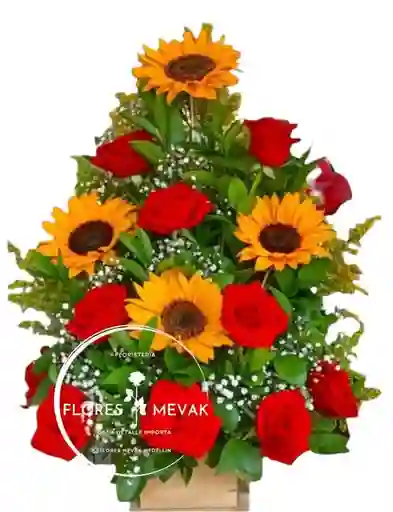 Rosas Y Girasoles En Ramo