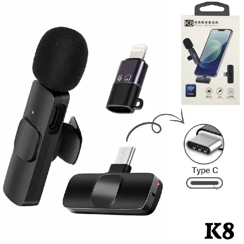 Microfono Inalambrico De Solapa K8 Para Iphone O Android Tipo C