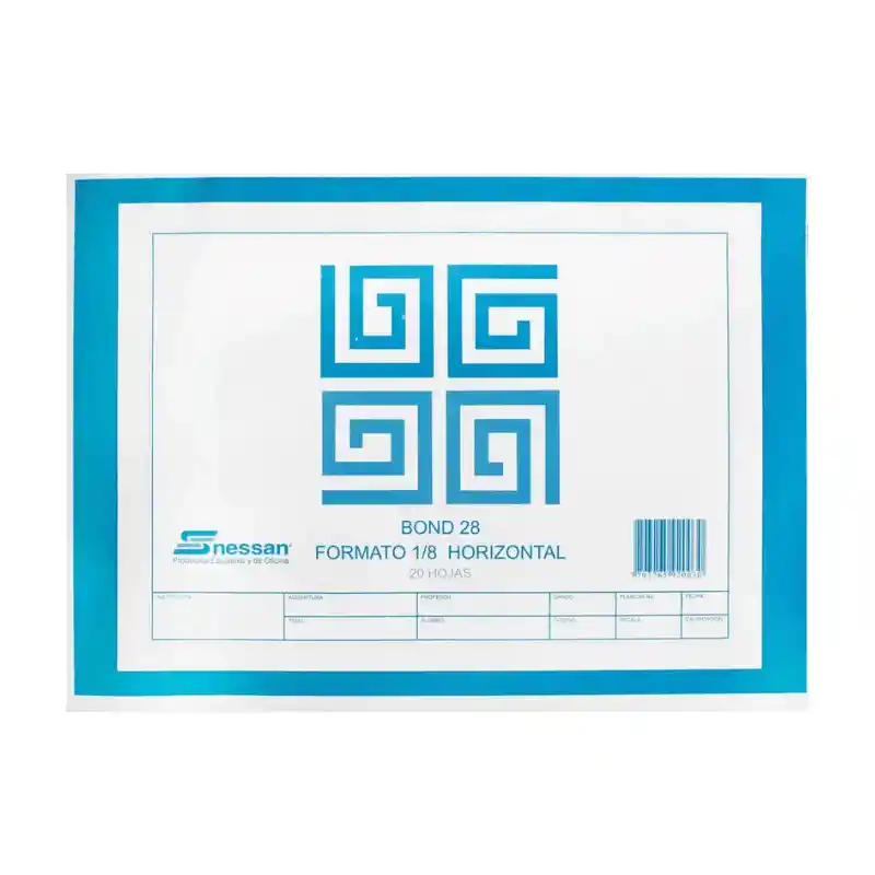Block Bond Base 28 Horizontal Octavo 1/8