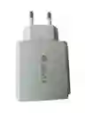 Cargador De Pared Con Entrada Dual Usb, Tipo-c En Blanco