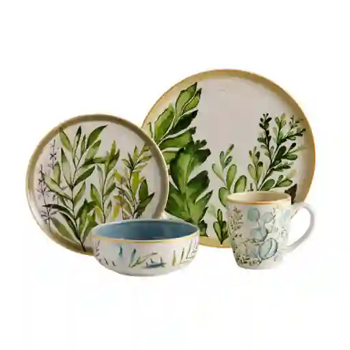 Vajilla Corona Siena Multicolor 16 Pz Ceramica