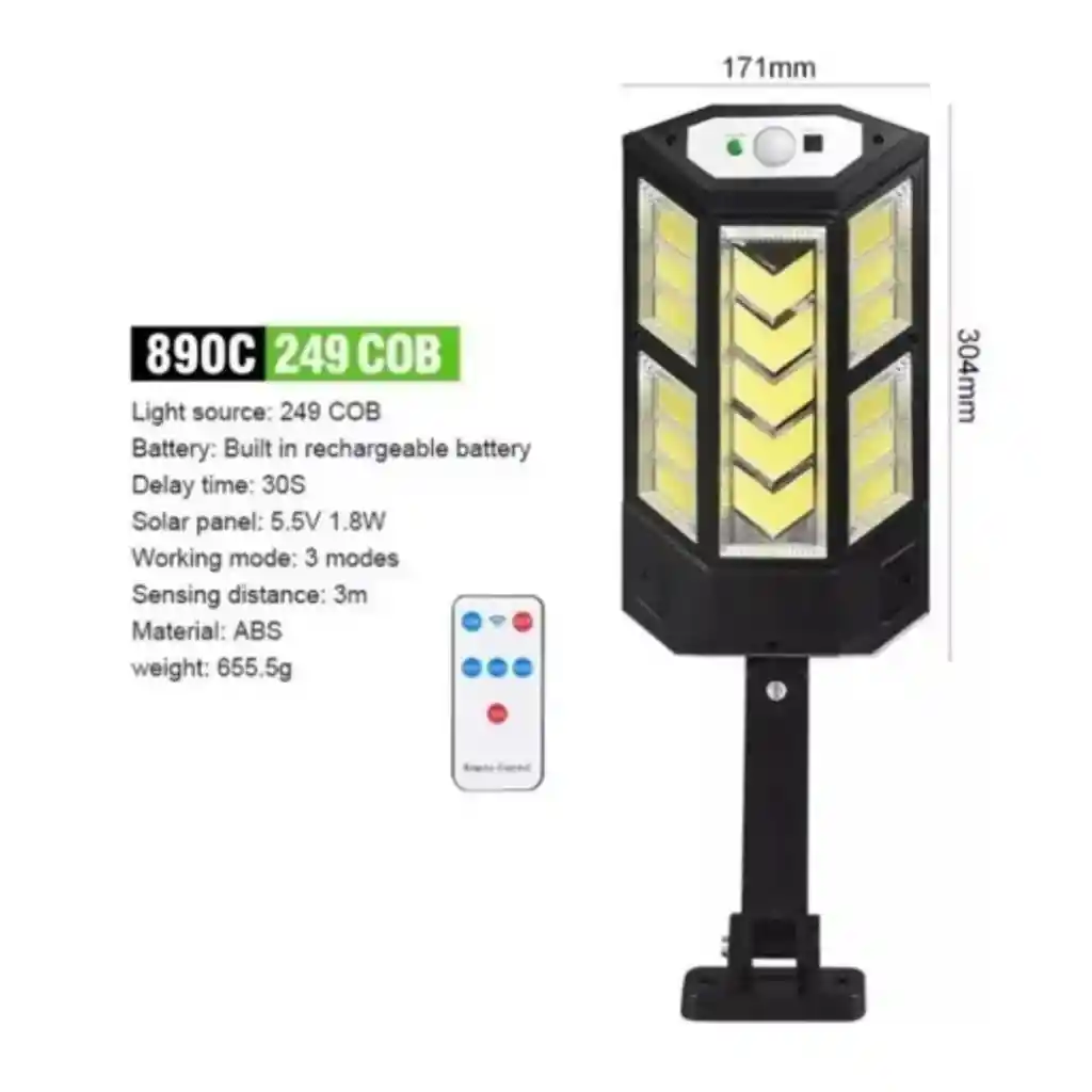 Lampara Para Exterior Solar Led De 40w Con Sensor De Luz