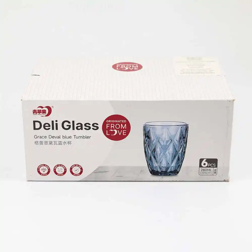 Vaso X 6 Und Qing Ping Guo Azul 279 Ml Vidrio