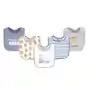 Paquete X5 Baberos Galleta Leche En Algodón Para Bebé, Ajustable Por Botones A Presión, Con Diseños Coloridos Variados, Fácil De Limpiar, Absorbente - Hudson Baby