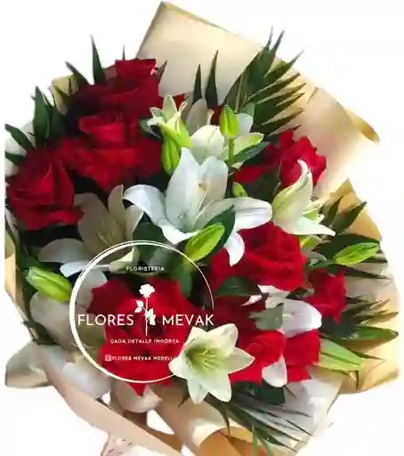 Flores Lirios Y Rosas Rojas Pasion