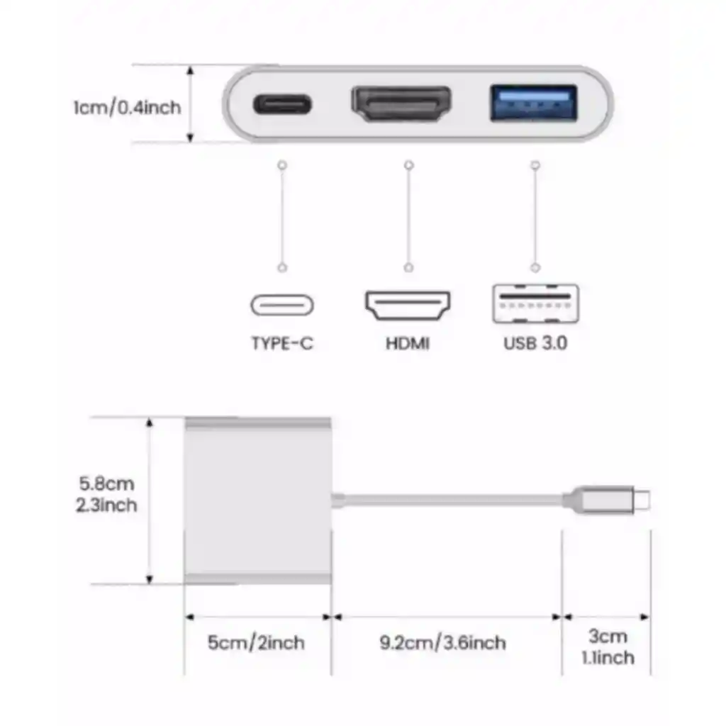 Adaptador Convertidor Usb 3.1 Tipo C A Usb Hdmi Usb-c Hembra