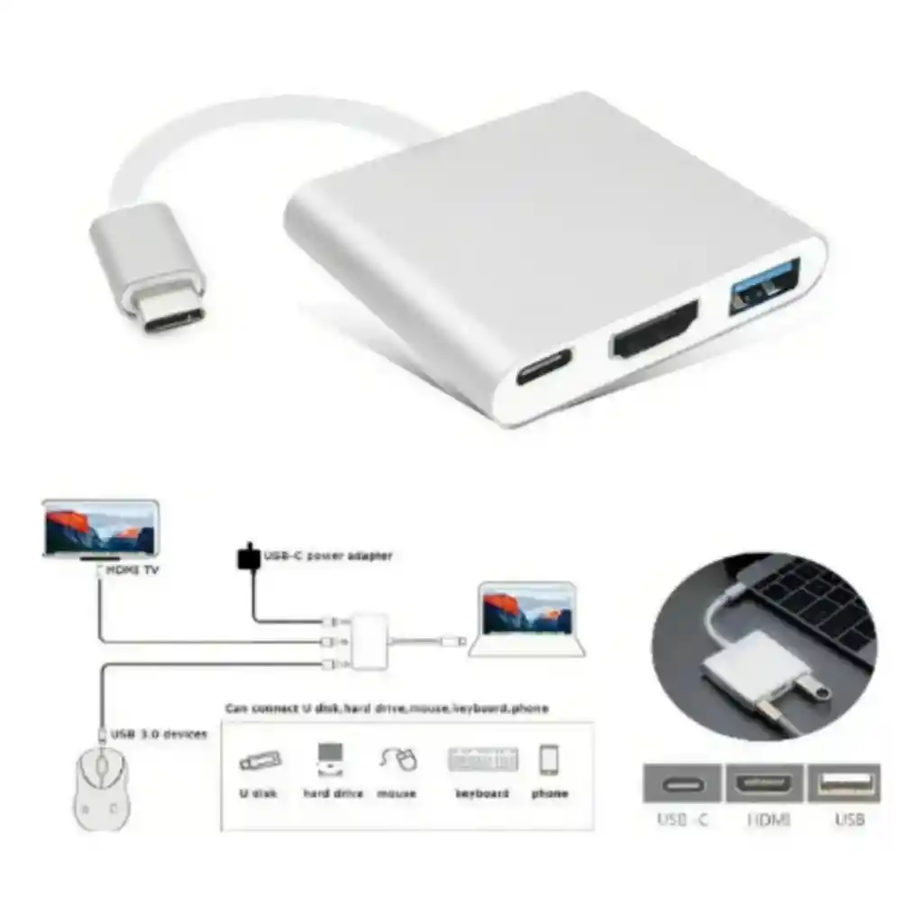 Adaptador Convertidor Usb 3.1 Tipo C A Usb Hdmi Usb-c Hembra
