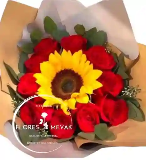Flores En Bouquet Girasol Y Rosas