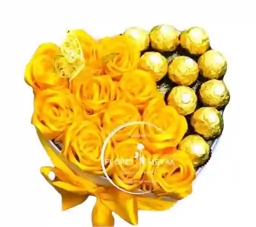 Rosas Eternas Amarillas Y Ferrero