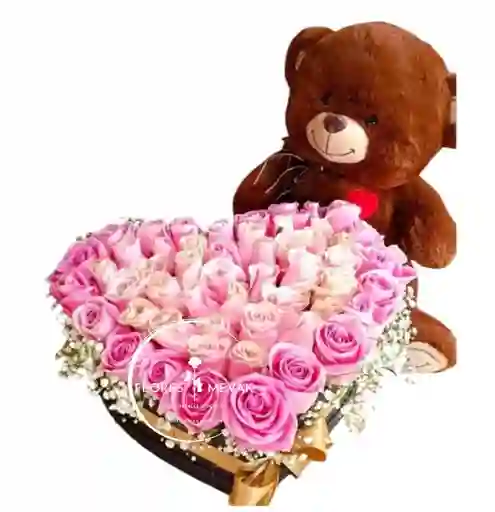 Rosas Rosadas Y Oso Cafe