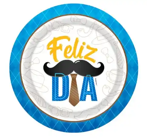 Feliz Dia Plato Carton X 8 Und