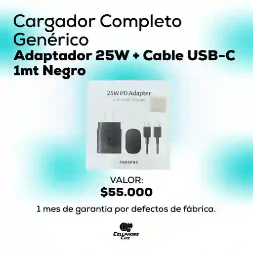 Cargador Completo Genérico 1.1 25w Tipo C