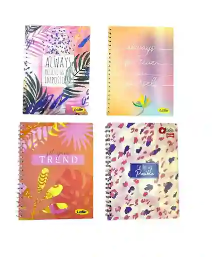 Cuaderno Argollado 80 Hojas Rayado Para Mujer