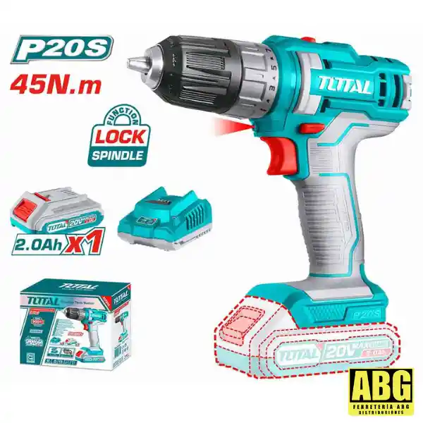 Taladro Super Total 3/8" Inalámbrico 20v (incluye Cargador)