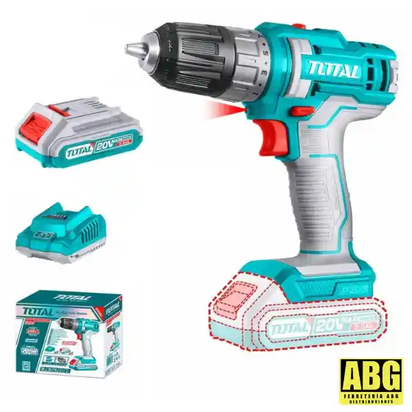 Taladro Super Total 3/8" Inalámbrico 20v (incluye Cargador)