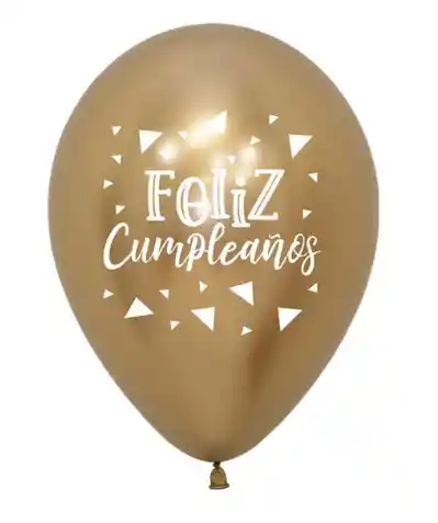 Globo Bomba Biodegradable Cromada Dorado Triangulos F.c. X 6 Und