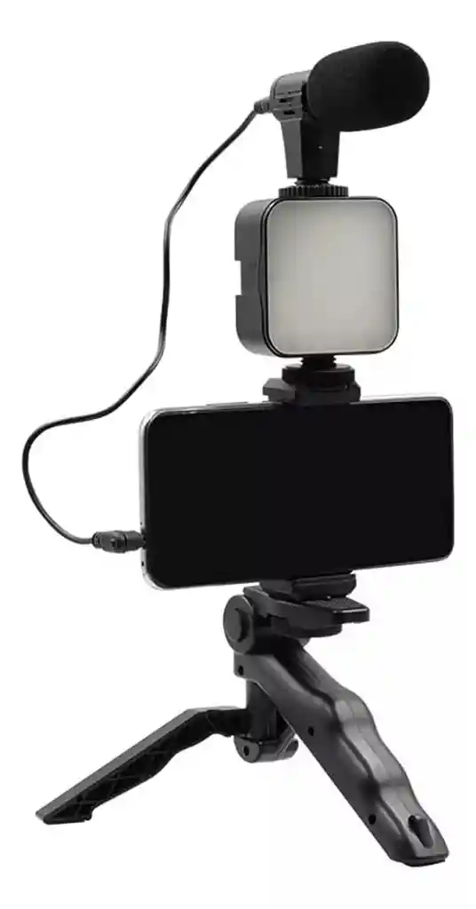 Kit Estabilizador Soporte Celular Luz Led Video Ay49 Rgb