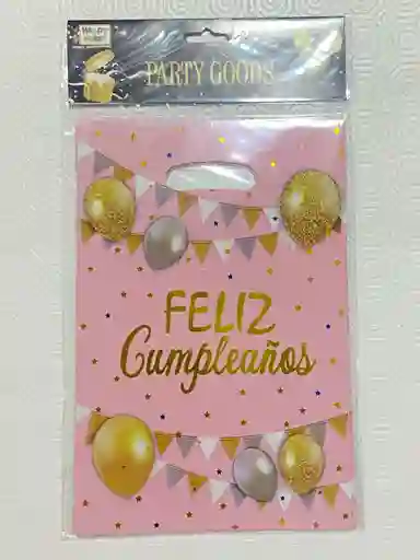 Paquete De Bolsa Feliz Cumpleaños 16*24 10 Unidades Rosa