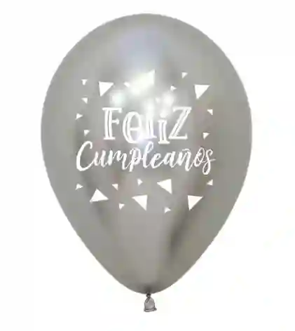 Feliz Cumpleaños Globo Bomba Espejo Biodegradable Plata X 6 Und