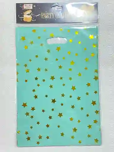 Paquete De Bolsa 18*30 10 Unidades Verde Menta Y Estrellas