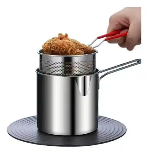 Olla Freidora De Acero Inoxidable + Cesta Coladora 1,2 L