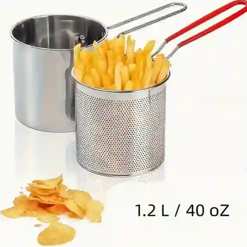 Olla Freidora De Acero Inoxidable + Cesta Coladora 1,2 L