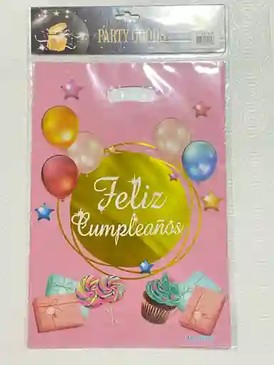 Paquete De Bolsa Feliz Cumpleaños 18*30 10 Unidades Rosada