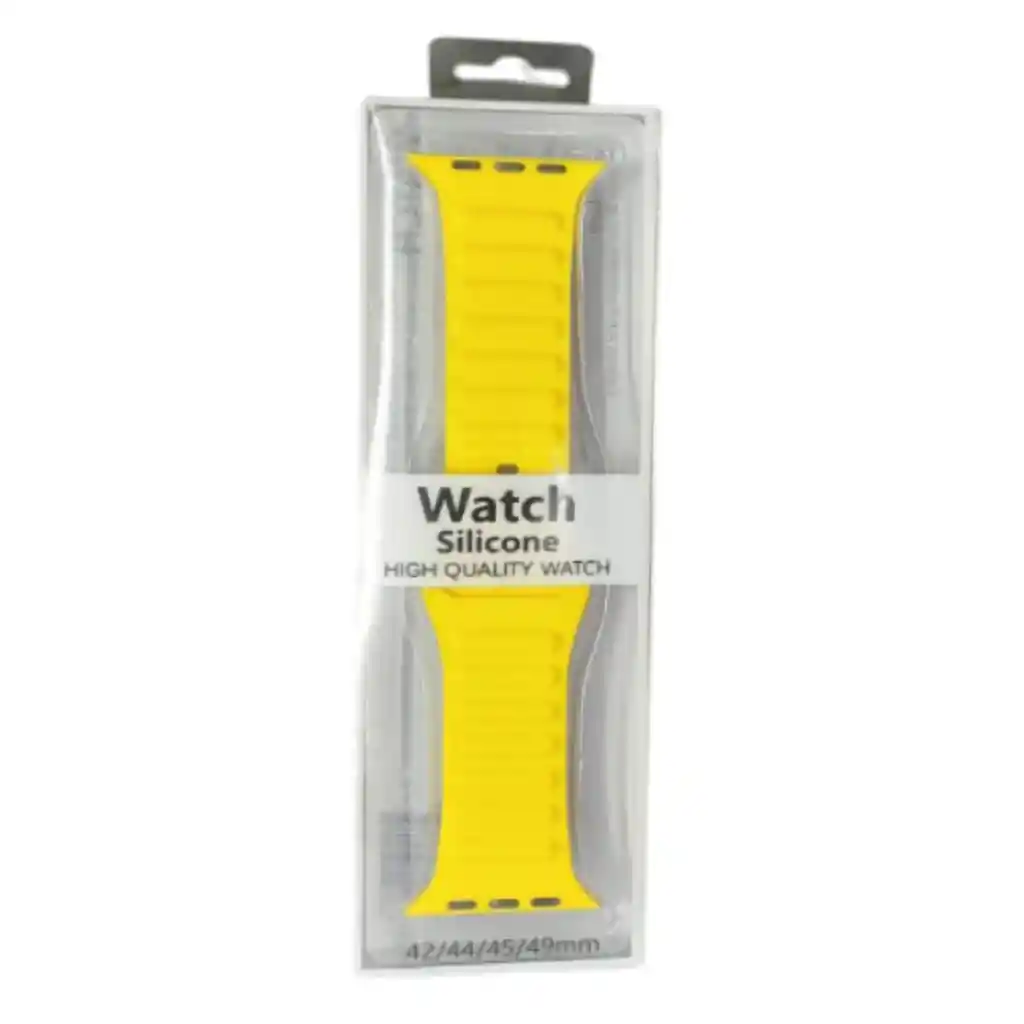 Correa De Silicona Color Amarillo Para Apple Watch – Compatible Con 42/45/49mm