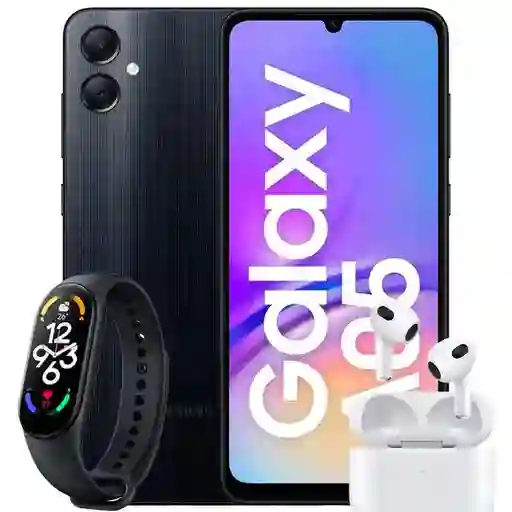 Celular Samsung A05 64gb Negro + Audifonos Inalambricos Y Smart Band