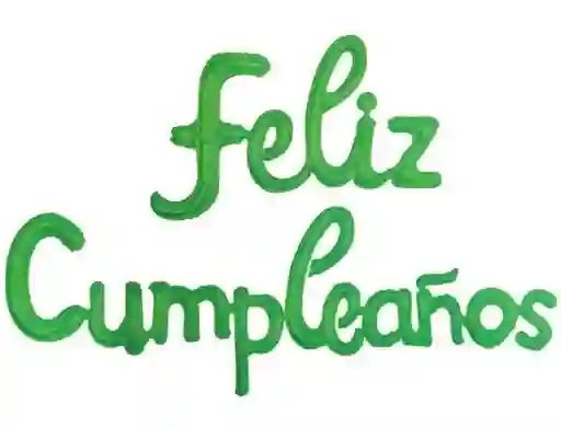 Bouquet De Globos Feliz Cumpleaños Cursiva Verde
