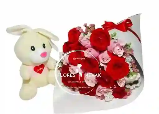 Ramo De Rosas Y Peluche Bunny