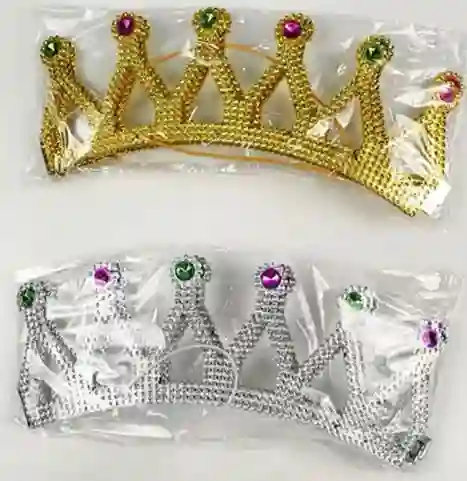 Paquete De Dos Coronas Para Niños Plastica Dorada O Plateada