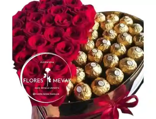 Rosas Y Ferrero En Caja