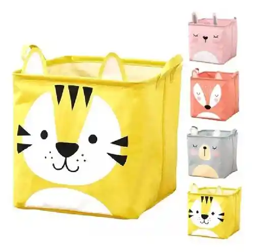 Canasta Cesta Organizadora Plegable Multiuso Tela Animalitos