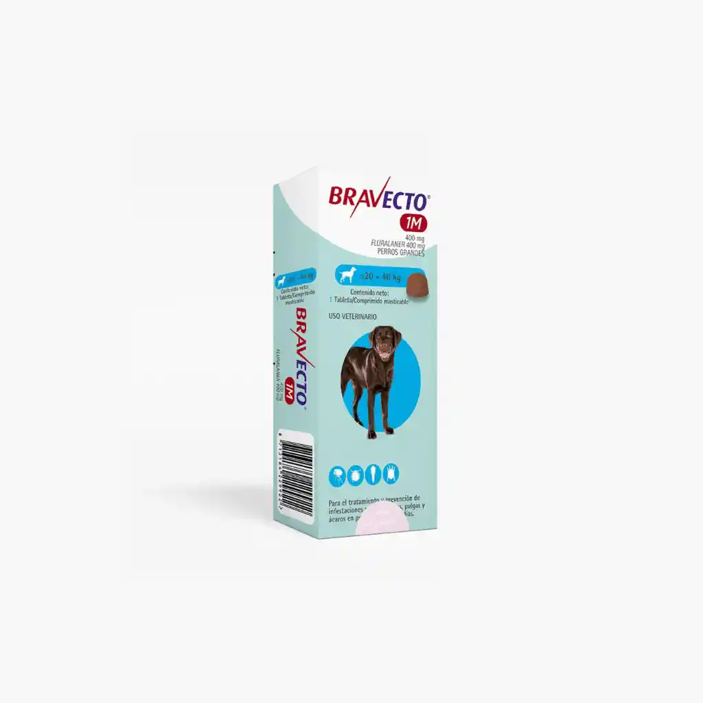 Bravecto Tableta Duracion 1 Mes Para Perros 20 A 40 Kg