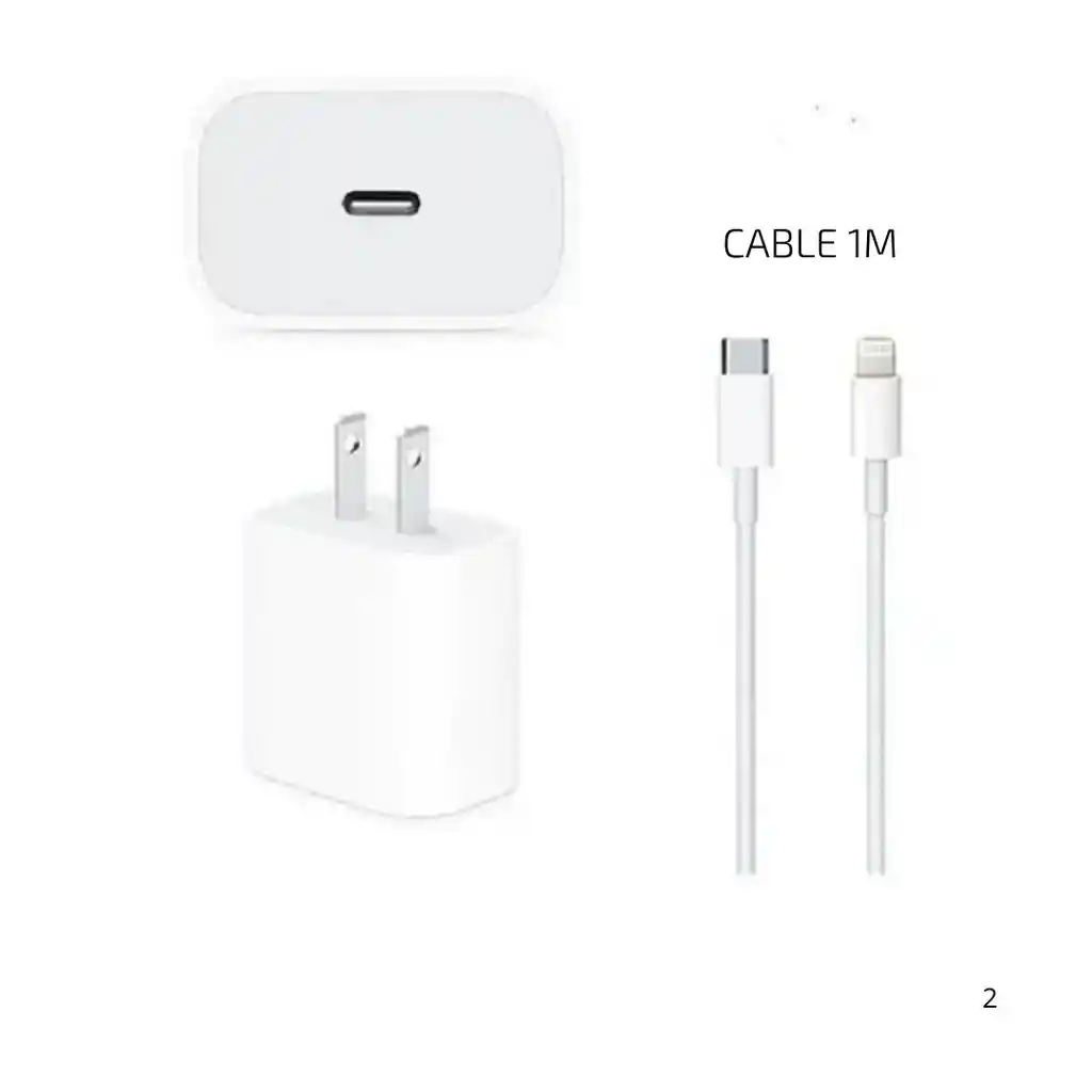 Cargador Iphone Original 20 W + Cable Lightning To Usbc 1 Metro