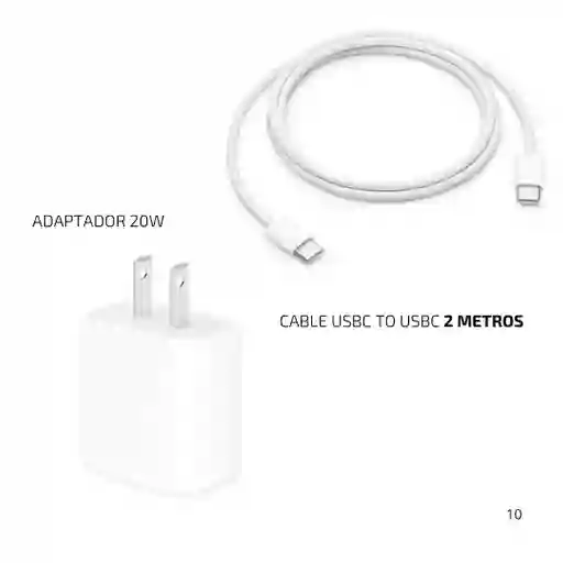 Cargador Iphone Original 20w + Cable Usbc Usbc 240w 2 Metros 15 Pro Max/ 16 Pro Max