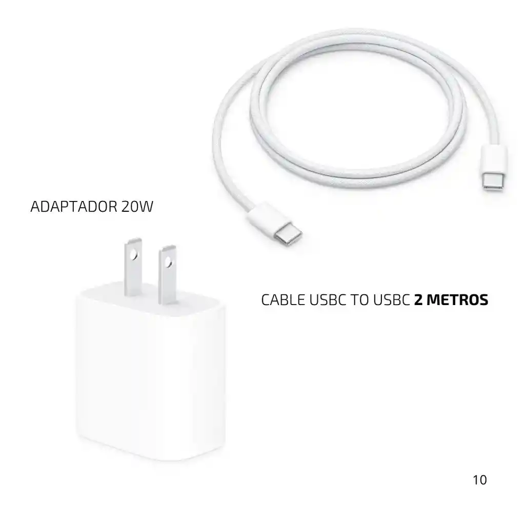 Cargador Iphone Original 20w + Cable Usbc Usbc 240w 2 Metros 15 Pro Max/ 16 Pro Max
