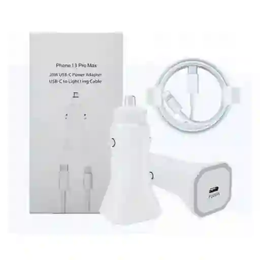 Cargador Carro Iphone 20w + Cable Lightning To Usbc