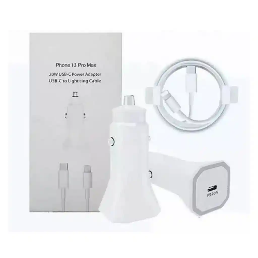 Cargador Carro Iphone 20w + Cable Lightning To Usbc