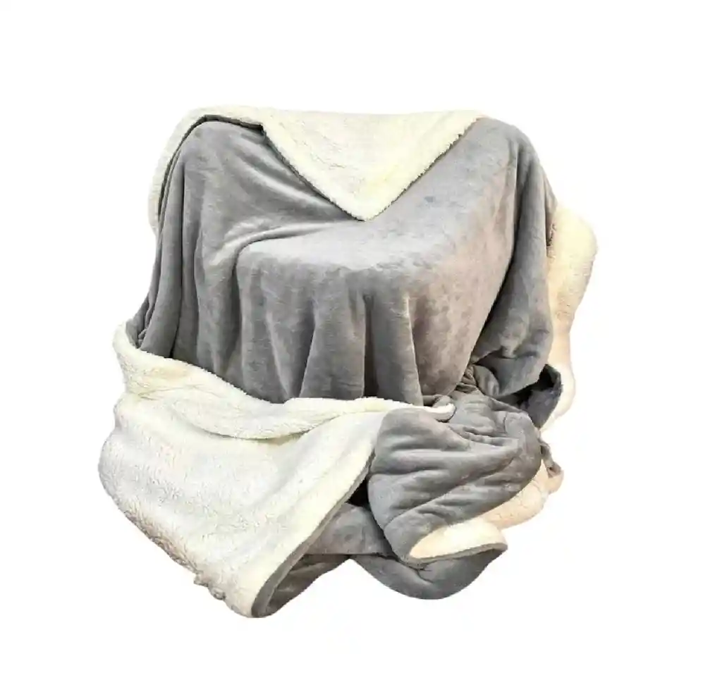 Cobija Térmica Ovejera Cama Doble/queen Gris