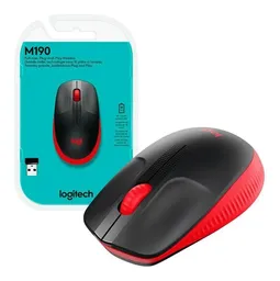Mouse Logitech Inalámbrico M190 Full-size Pila 18meses Rojo