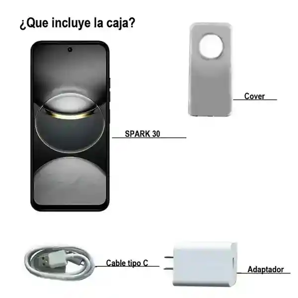 Celular Tecno Spark 30 256gb 16gb Negro + Obsequio Audífonos Inalámbricos
